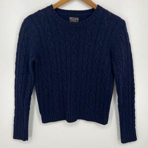 Abercrombie & Fitch Sweater Women's M‎ Navy Blue Cable Knit Wool Crew Neck